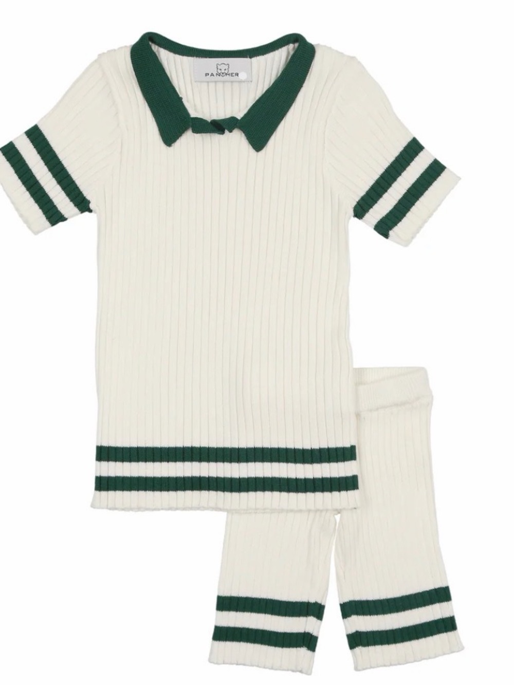Boys Cream and Green Ribbed Set